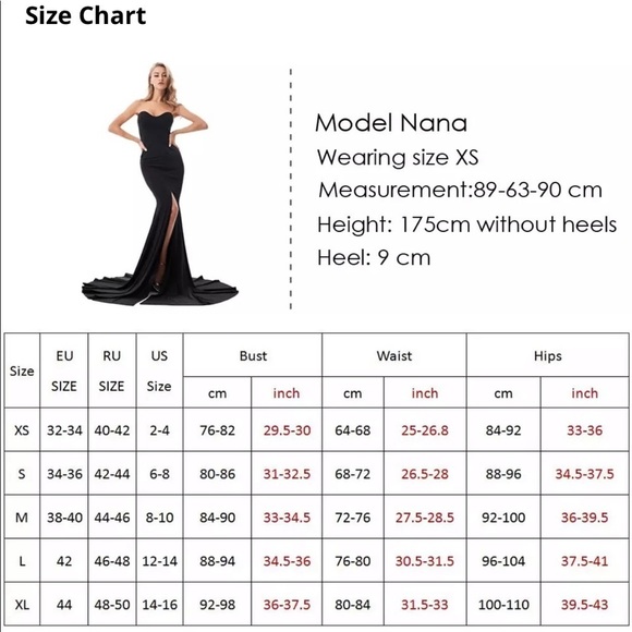 NEW Formal Black Strapless High Slit Evening Gown - Picture 3 of 8